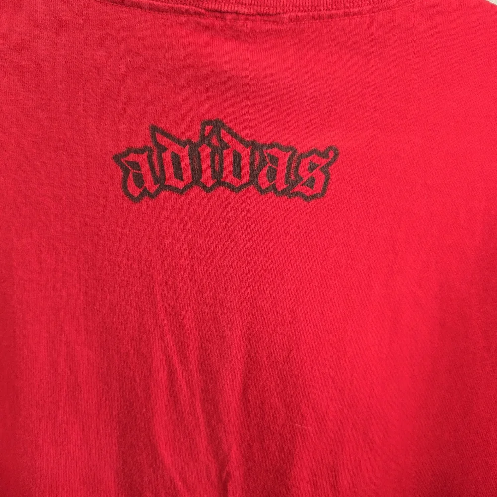 Y2K‎ Vintage Adidas Red Spray Paint Logo Oversized Tee Men's Size 2XL